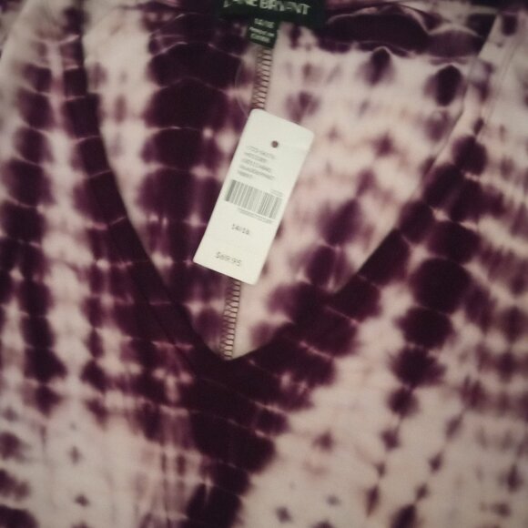 New Lane Bryant women's sleeveless burgundy tie-dye dress size14/16 rayon/spand - Picture 5 of 8